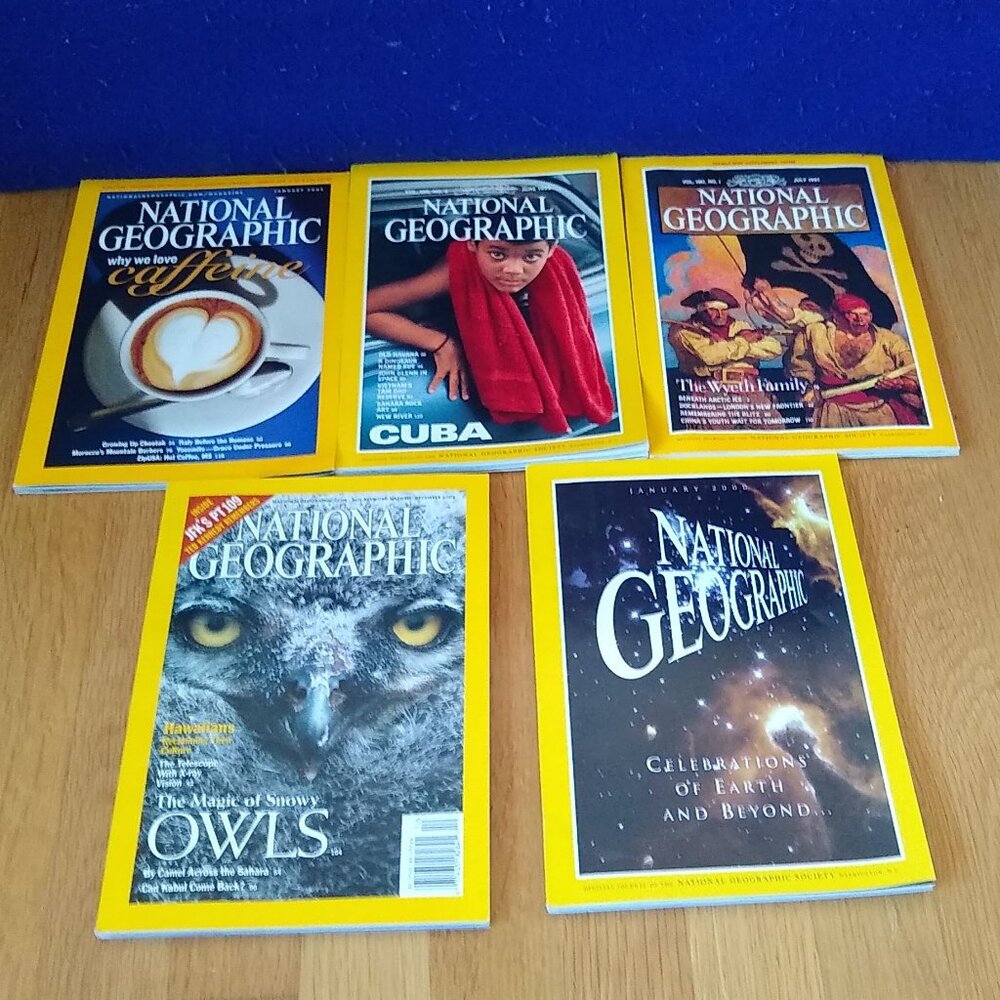 National Geographic Magazine 1991, 1999, 2000, 2002, 2005 x 5